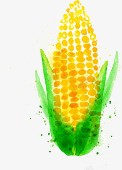 卡通水彩蔬菜玉米矢量图素材