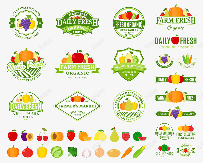 蔬菜水果标签png免抠素材_新图网 https://ixintu.com 标签 水果 蔬菜