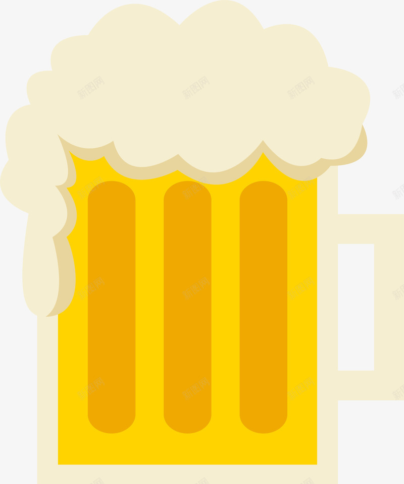 卡通黄色啤酒图标png_新图网 https://ixintu.com 卡通啤酒 啤酒图标 滴落 白色泡沫 酒水 黄色啤酒