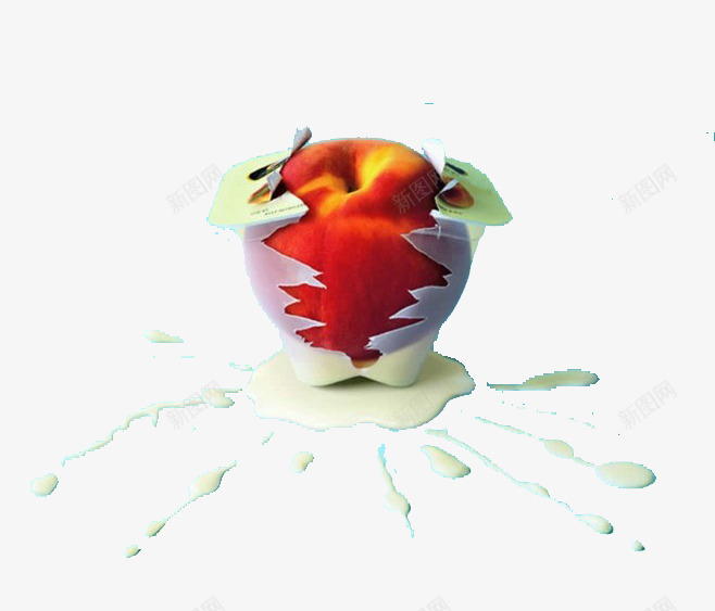 破酸奶壳的苹果png免抠素材_新图网 https://ixintu.com 产品实物 创意设计 苹果 酸奶