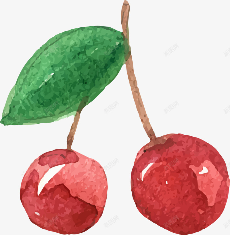 吃货节手绘红色樱桃png免抠素材_新图网 https://ixintu.com 一对樱桃 吃货节 手绘樱桃 水果 红色樱桃 绘画