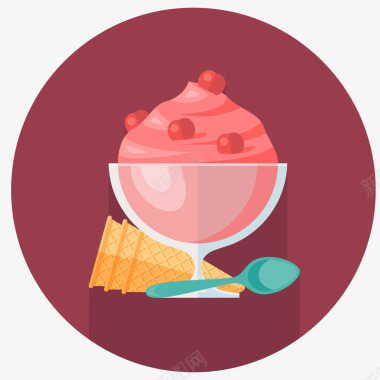 樱桃冰淇淋标矢量图图标图标