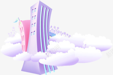 炫彩城市云端城市png免抠素材_新图网 https://ixintu.com 云端城市 女性 炫彩城市