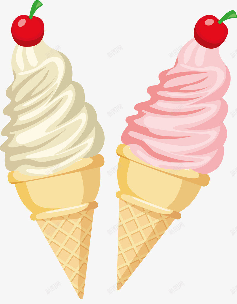 粉色冰淇淋矢量图ai免抠素材_新图网 https://ixintu.com 冰淇淋 创意 手绘 樱桃 水彩 白色 粉色 设计 矢量图