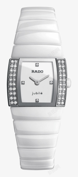 白色雷达雷达白色镶钻腕表手表机械女表高清图片