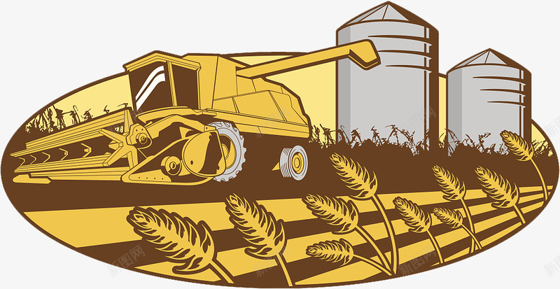 收割机收割麦子标图标png_新图网 https://ixintu.com 收割 收割机 收麦子 机器 机械劳作图标 矢量图标 麦子 麦穗收割