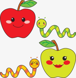 卡通苹果虫子素材