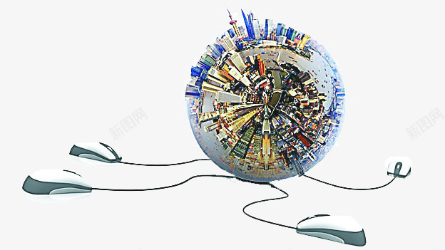 创意地球鼠标网络概念png免抠素材_新图网 https://ixintu.com 全球化 创意地球 跨境电商 鼠标