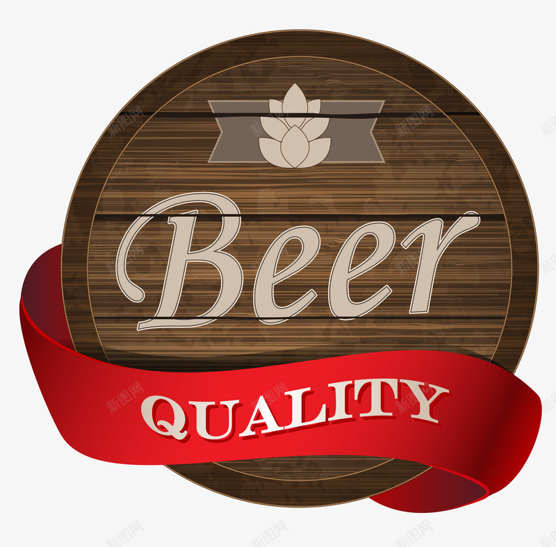 beer啤酒木质标签png免抠素材_新图网 https://ixintu.com beer 啤酒 啤酒瓶标签 木质 标签 标贴 红色飘带 飘带