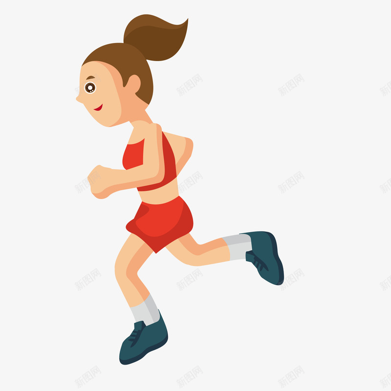 卡通跑步的女性人物矢量图ai免抠素材_新图网 https://ixintu.com 人物设计 卡通 女性人物 校园运动会 跑步 锻炼 矢量图