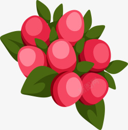 手绘红色樱桃叶子素材