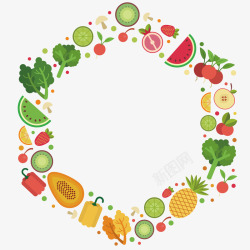 各种食物蔬菜组成的边框矢量图素材