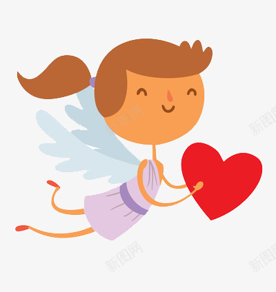 小女孩抱着爱心png免抠素材_新图网 https://ixintu.com 天使 红色 翅膀