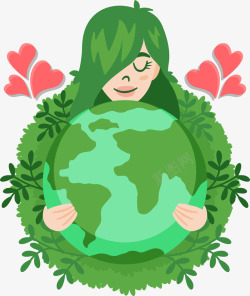 抱地球手抱地球的女孩地球日插画高清图片