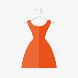 女式裙子橘色吊带连衣裙简图高清图片