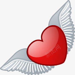带翅膀的红色水晶心形图标png_新图网 https://ixintu.com 图标 心形 水晶 红色 翅膀