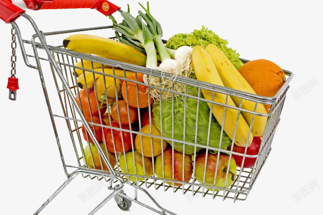 装满水果蔬菜的购物车png免抠素材_新图网 https://ixintu.com 买东西 加购物车 水果 蔬菜 装满 购物 购物车 采购