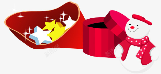 圣诞小礼品png免抠素材_新图网 https://ixintu.com 五彩星星 圣诞 小雪人 礼盒 红色礼袋