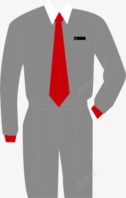 红上衣男性工作服套装矢量图高清图片