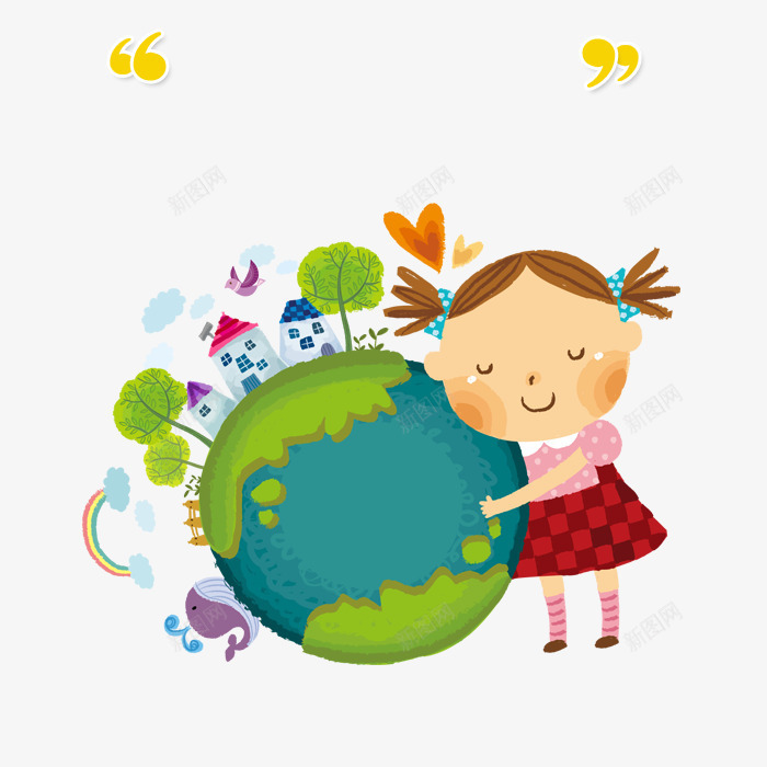 拥抱地球png免抠素材_新图网 https://ixintu.com 保护环境 地球 孩子 拥抱 绿色