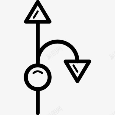 直线和曲线连接箭头图标图标
