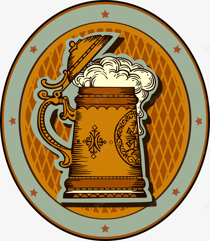 咖啡色啤酒标签png免抠素材_新图网 https://ixintu.com 咖啡色 啤酒 图案 复古 大气 标志 清新 装饰图案