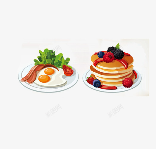 丰盛的早餐png免抠素材_新图网 https://ixintu.com 培根 早餐 早饭 番茄 美味 蔬菜 蛋糕 食物 鸡蛋