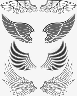 不同的翅膀翅膀装饰矢量图高清图片