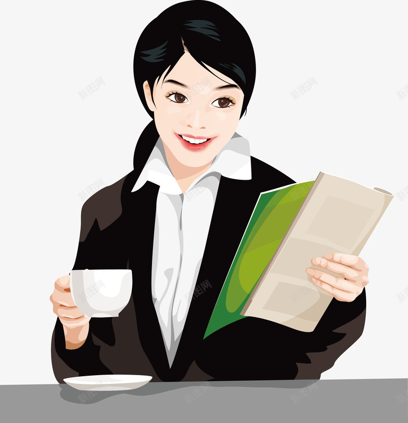 商务人物女性办公状态png免抠素材_新图网 https://ixintu.com 办公 咖啡 商务人物头像 女性 读书