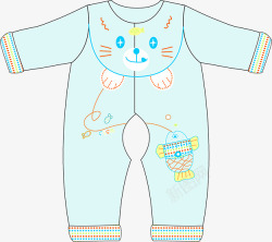 婴儿蓝色长袖连体开裆内衣服装设素材