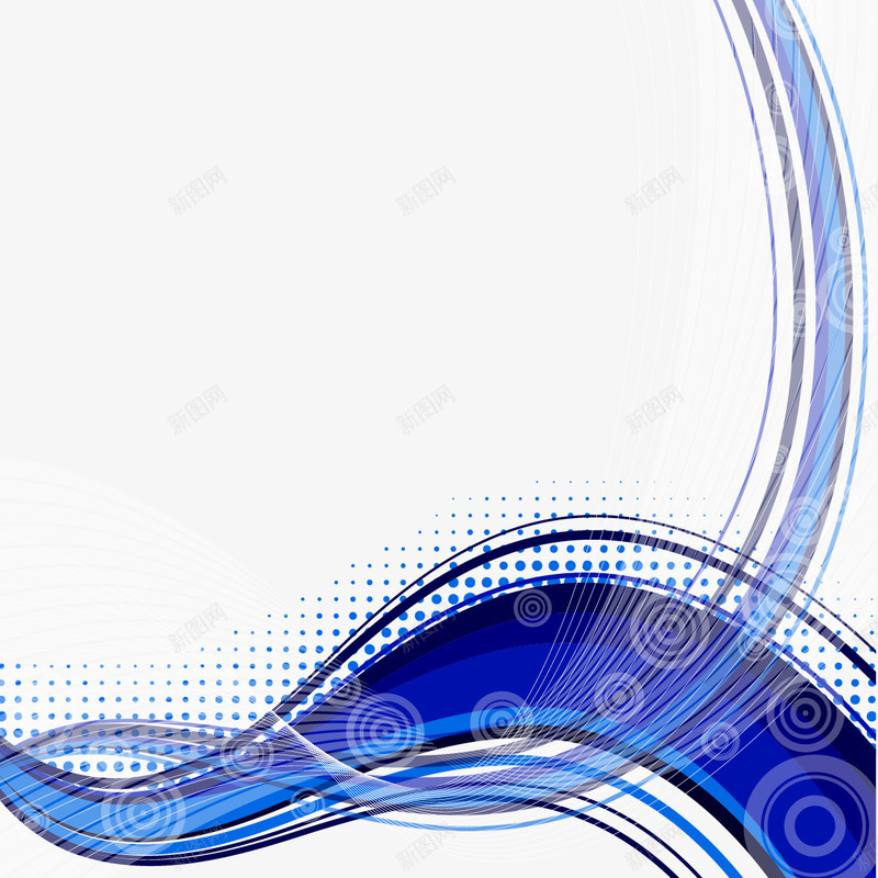 蓝色曲线和小点矢量图ai免抠素材_新图网 https://ixintu.com 小点 曲线 波浪线 点线面 矢量图
