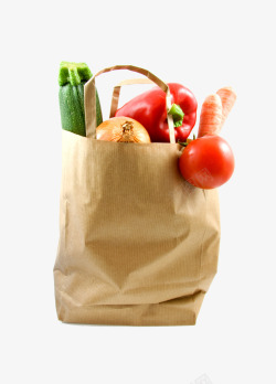 纸袋中的蔬果一袋蔬菜高清图片