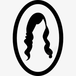 椭圆形的镜子长头发对女性形象的椭圆形镜子图标高清图片