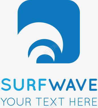 蓝色方形海浪标识图标图标
