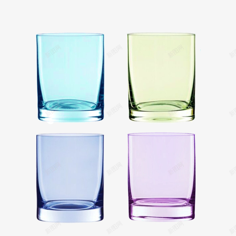 四个水晶玻璃杯png免抠素材_新图网 https://ixintu.com 产品实物图 四种颜色 水晶玻璃杯
