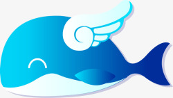 蓝色卡通可爱鲸鱼翅膀素材