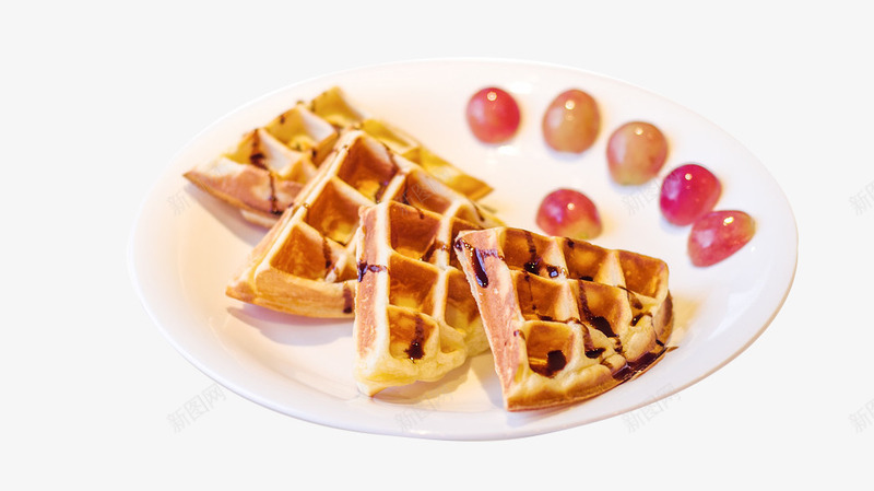 盘子里的华夫饼干png免抠素材_新图网 https://ixintu.com waffle 下午甜点 华夫饼 葡萄 饼干