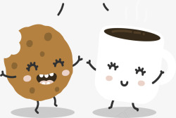 咖啡和饼干小人朋友矢量图素材