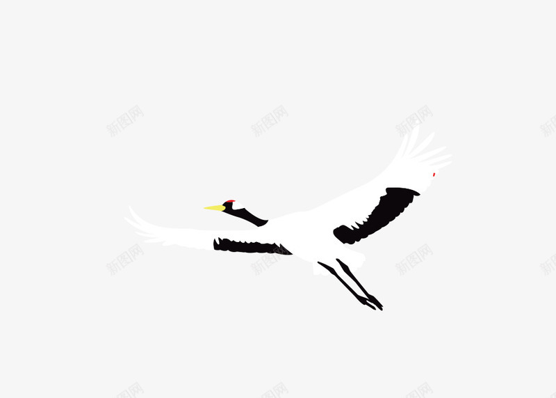 卡通飞翔的仙鹤png免抠素材_新图网 https://ixintu.com 免抠飞翔的 动物 卡通 飞翔的仙鹤 鸟 黑色翅膀