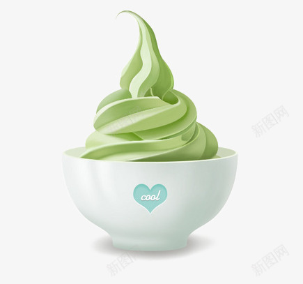 冰淇淋png免抠素材_新图网 https://ixintu.com 夏日 抹茶味 碗 绿色