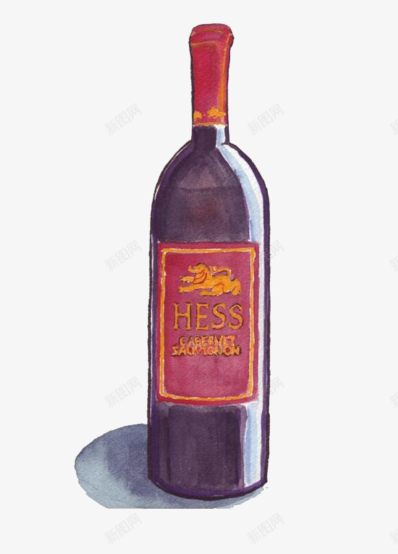 葡萄酒png免抠素材_新图网 https://ixintu.com 创意 卡通 手绘 葡萄酒 酒瓶