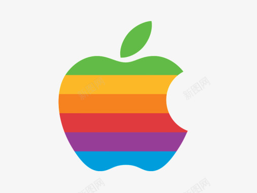 彩色条带苹果logo图标图标
