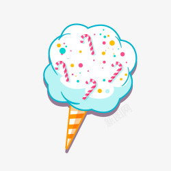 卡通拐杖点缀的冰淇淋矢量图素材