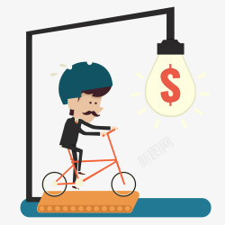 自行车人影背景卡通扁平化运动小人高清图片