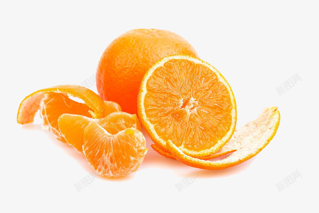 新鲜橘子png免抠素材_新图网 https://ixintu.com 创意 拨开的橘子 新鲜橘子 橘子皮