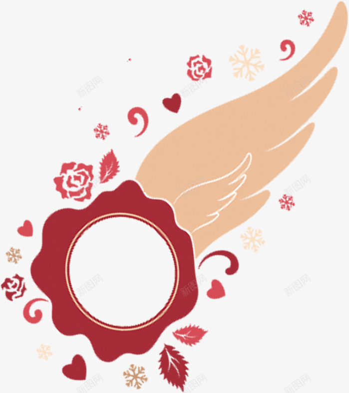 为梦想插上翅膀png免抠素材_新图网 https://ixintu.com 卡通 手绘 理想 粉色 翅膀 花朵