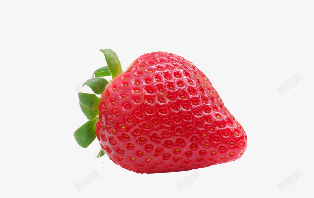 新鲜草莓一个png免抠素材_新图网 https://ixintu.com 可口 带叶 红色 鲜香