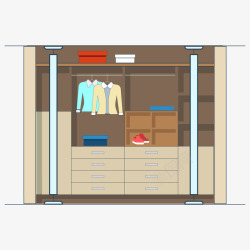彩色衣服橱柜整理元素矢量图素材