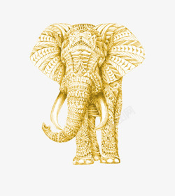 小象宝宝手绘金色大象高清图片