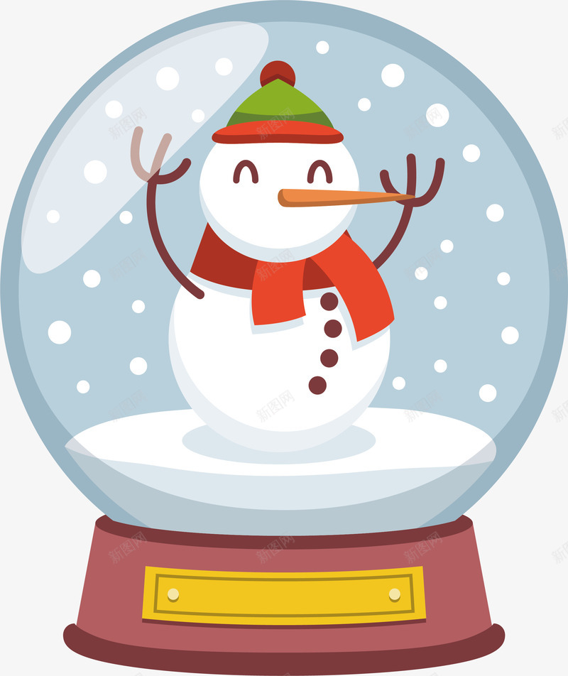 雪人水晶球png免抠素材_新图网 https://ixintu.com 下雪 圣诞快乐 圣诞节 水晶球 矢量png 雪人